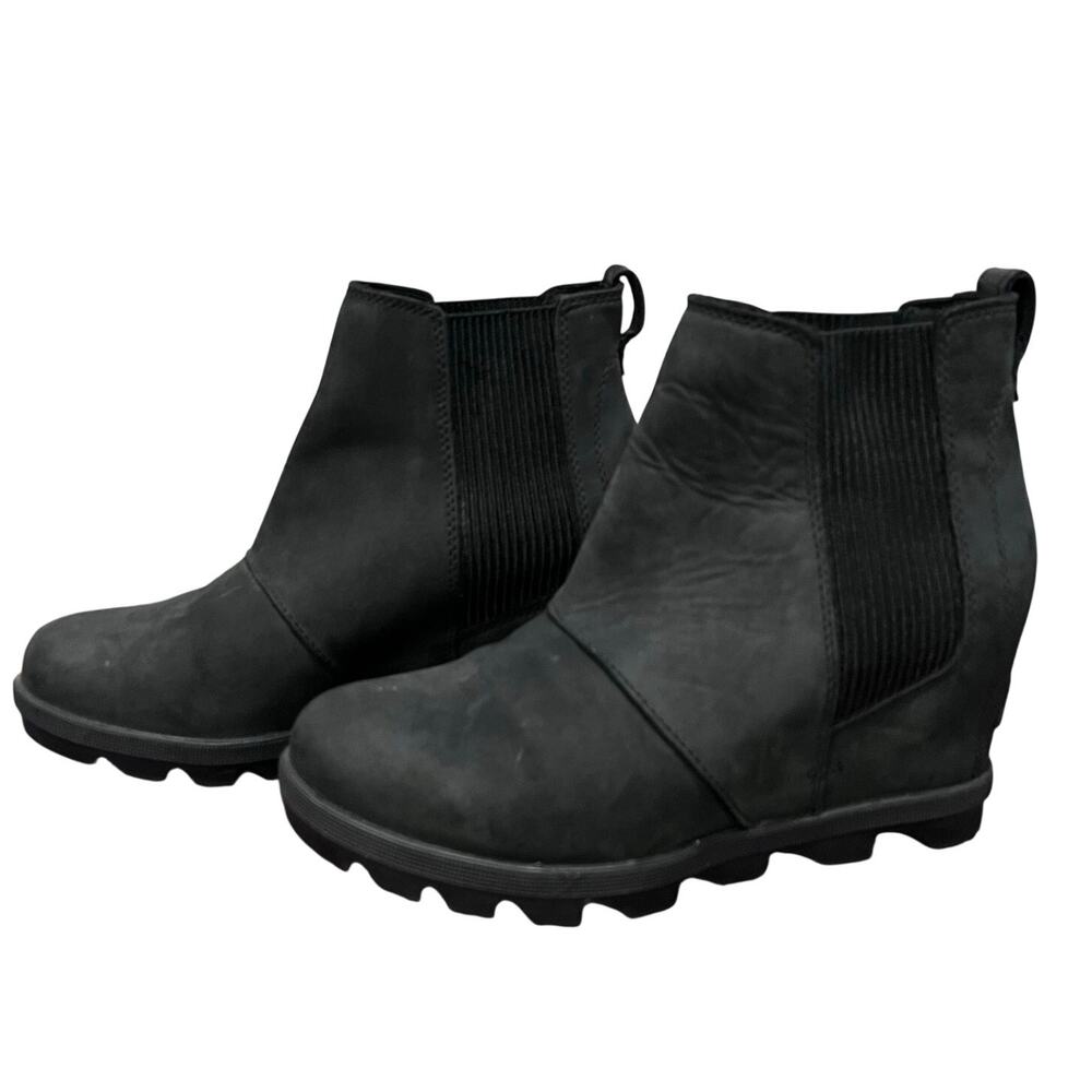 Sorel Women's Joan of Arctic Wedge II Chelsea Boots Pull-on Black Sz 8 - Picture 2 of 6